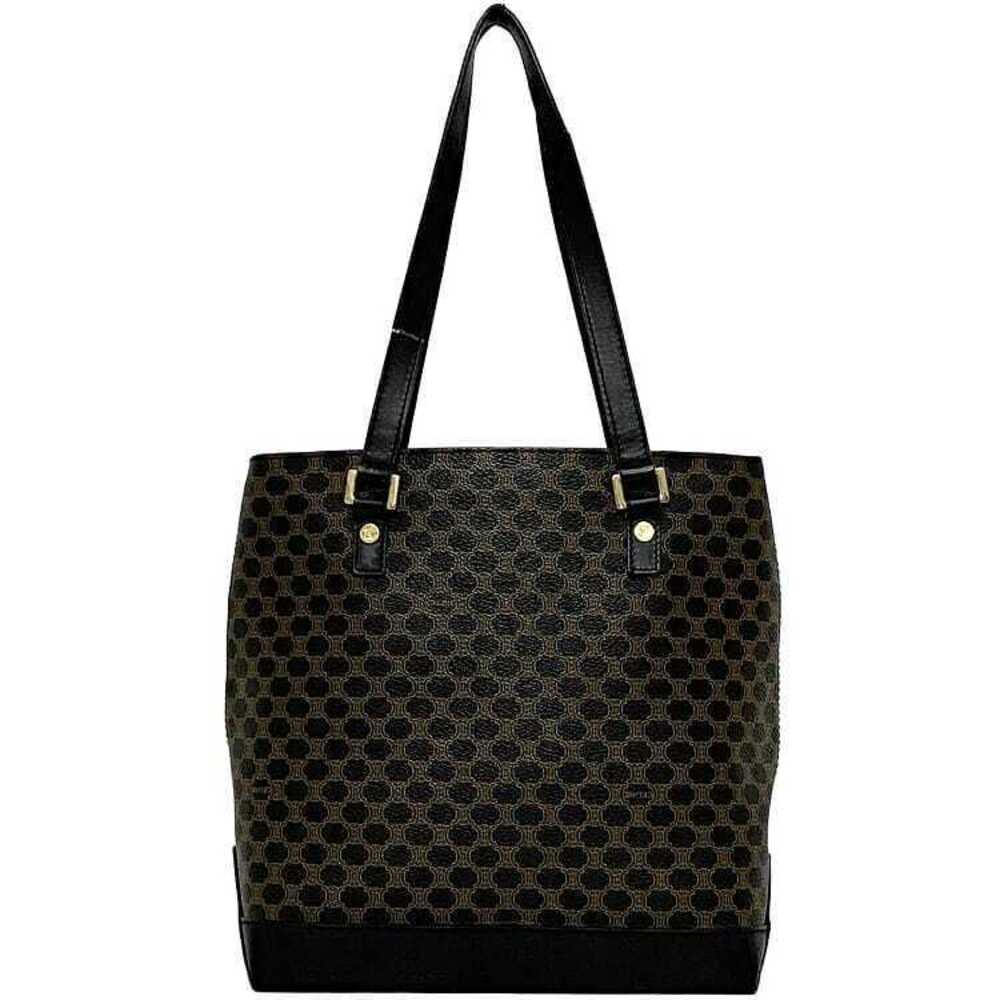 Celine Tote Bag Black Brown Macadam Shoulder All over Business Zipper